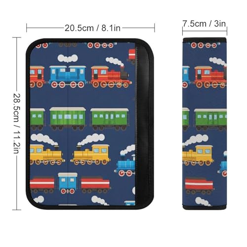 Universal Soft and Comfortable Car Seat Straps Shoulder Pads for Girls and Boys, Most Cars, 1 Pair Train Art Harness Pads Strap Comfortable Driving - color: Pattern 1179