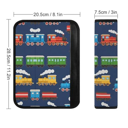 Universal Soft and Comfortable Car Seat Straps Shoulder Pads for Girls and Boys, Most Cars, 1 Pair Train Art Harness Pads Strap Comfortable Driving - color: Pattern 1179