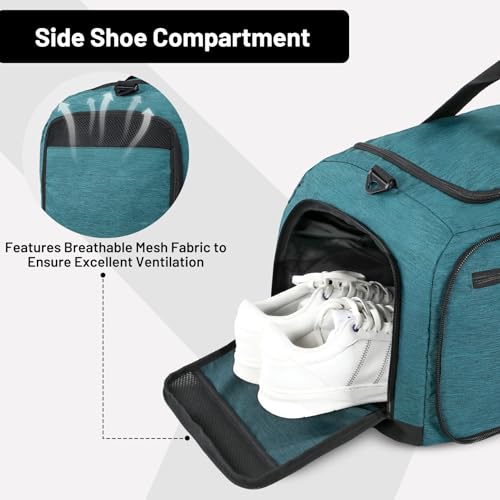 MIER Packable Travel Duffle Bag with Shoe Compartment, 80L, Teal | Foldable Weekender Duffel; Multi-Pockets; Adjustable Shoulder Strap; Luggage Sleeve; Travel, Sports, Camping, Gym - color: Teal, size: 80L