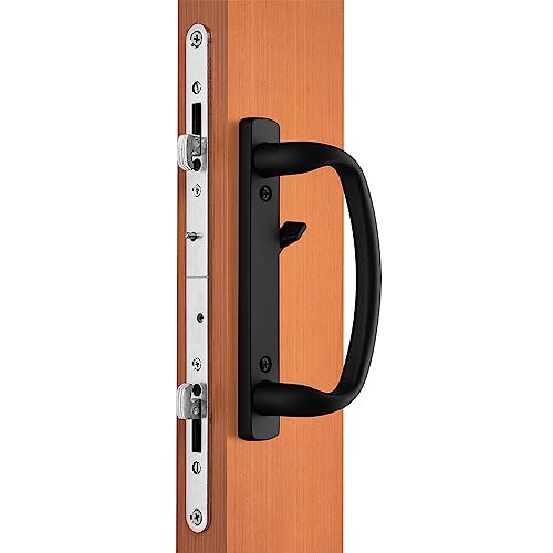 Rockwell Security Charlotte Offset Key Locking Sliding Door Handle with 3/4 Inch Keylock in Black Fits 1-3/4 Inch Thick Door with 4 Screw Holes - color: Black