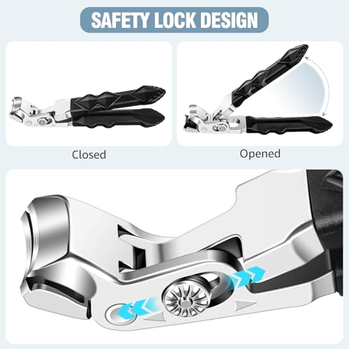 2026 Toenail Clippers for Thick Toenails, Angled Head Large Toe Nail Clippers with Wide Jaw Opening, Super Sharp & Durable Thick Toenail Clippers with Comfort Grip Long Handle for Seniors Men Women - style: Sliver Angled Nail Clippers