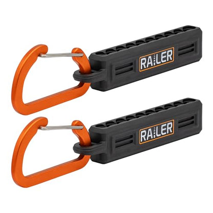 Screwdriver Bit Holder Storage Organizer – Railer 10-Hole Black Bit Holder with Carabiner - 2 Pack - color: Black