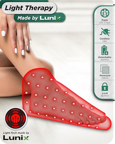 Lunix LX24 Red Light Therapy for Feet, Near Infrared Therapy for Circulation & Joint Support, Portable, Rechargeable, Adjustable Intensity, Black - size: Foot