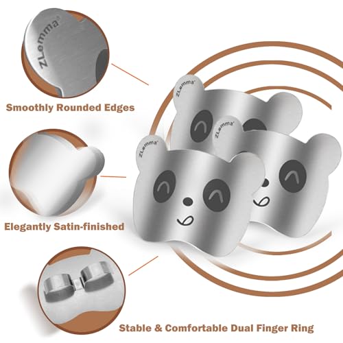 Panda Finger Guards for Cutting Food 4 pcs Set, Premium Stainless Steel Finger Protector for Chopping, Slicing Vegetables, Fruits, Meat, Kitchen Tool Gifts for Kids and Adult - style: 4PCS Panda Finger Guards