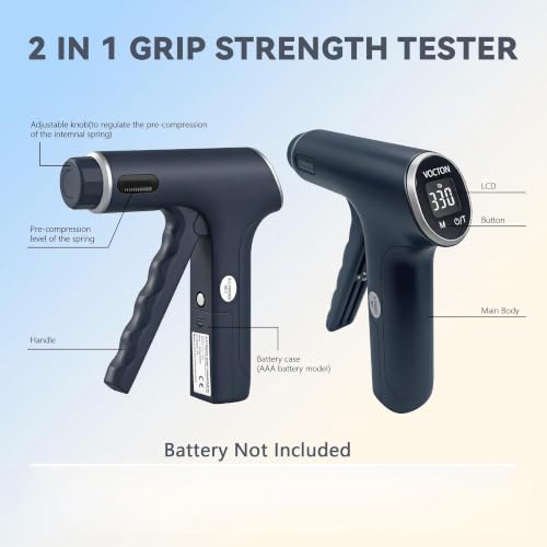 330lbs/150KG Handful Grip Strength Tester, Electronic Hand Dynamometer & Exerciser with Adjustable Resistance Trainer, LCD Screen, Ergonomic Handle for Home and Gym Use(Battery Not Included)