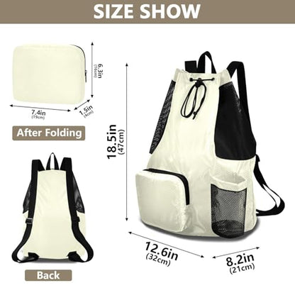 Light Yellow Mens Drawstring Bags Climbing Gym Bag with Water Bottle Pocket Cinch Bags Wet and Dry Separation