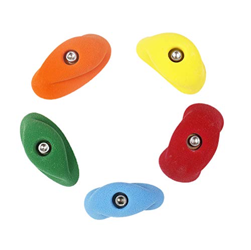 Atomik Rock Climbing Holds Set of 5 Small Bolt-On Simple Pinches Assorted Bright Tones