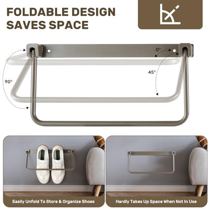 BOYISEN 2-Pack RV Shoe Rack, Foldable Wall Mount Shelf | 12" Aluminum, Space-Saving for Camper & Travel Trailer, Easy Installation, Holds Various Shoes