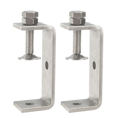 Stainless Steel C Clamps 3.2In for Mounting, Heavy Duty Metal U Clamp for Metal Working Small Desk Clamp with Stable Wide Jaw Opening & Protective Pads/I-Beam Design (2pcs) - color: 3 3/8 In-2pcs-86mm