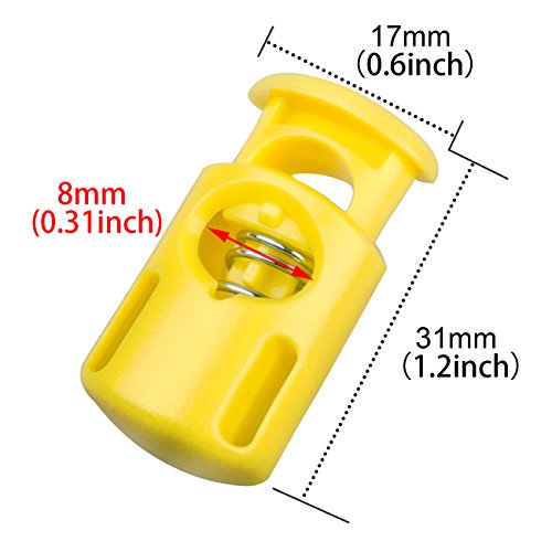 DYZD Plastic Cord Locks End Spring Stop Toggle Stoppers Multi-Colour (10PCS, Yellow) - color: Yellow