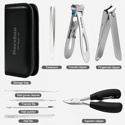 Heavy Duty Toenail Clipper Set for Seniors with Case | 8 in 1,Precision Sharp Blades,Great for Home and Travel
