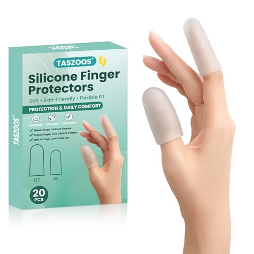 Gel Finger Cots & Finger Sleeves, 20 Pack Silicone Protectors | Reusable Fingertip and Thumb Covers, Soft Stretchable Silicone Helps Reduce Friction from Cracking and Blisters - color: Clear