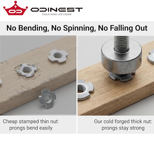 M10 T Nuts for Wood: 30 Pack 4 Prong T-Nuts Zinc Plated Threaded Inserts No Rust – for Furniture Climbing Holds & Plywood - size: M10(30Pack)