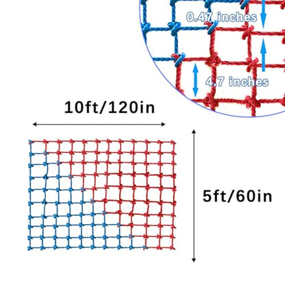Climbing Cargo Net, Polyester Playground Climbing Net, Heavy Duty Large Military Climbing Net for Kids Outdoor, Kids Safety Protection Net, Rope Ladder, Jungle Gyms, Swingset, Treehouse - size: 5ft x 10ft