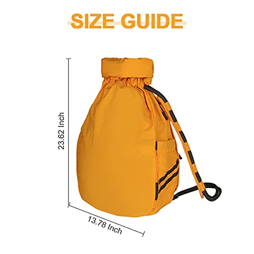 Water-Resistant Drawstring Bag - Expandable 30L with Anti-Theft Zipper Pockets - Ideal Small Cinch Backpack for Men, Women, and Kids - Perfect Gym, Beach, School, and Travel Bag (Orange)