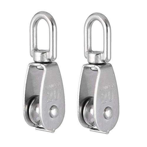 10 Pcs M20 Single Pulley, Stainless Steel Wire Rope Crane Pulley Block | M20 Lifting Crane Swivel Hook Single Pulley Block Hanging Wire Towing Wheel - style: 10 Pack M20 Single