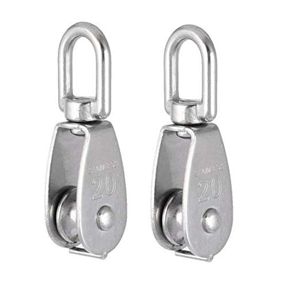 10 Pcs M20 Single Pulley, Stainless Steel Wire Rope Crane Pulley Block | M20 Lifting Crane Swivel Hook Single Pulley Block Hanging Wire Towing Wheel - style: 10 Pack M20 Single