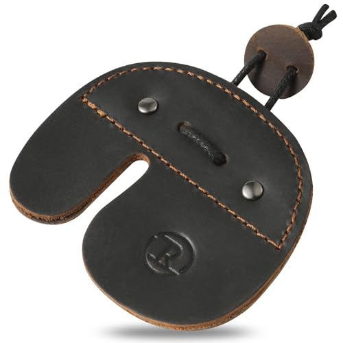 Leather Archery Finger Tabs,Handmade Archery Finger Guard for Shooting Practice Gear, Recurve Bow Fingers Tab - color: Black Coffee