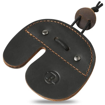 Leather Archery Finger Tabs,Handmade Archery Finger Guard for Shooting Practice Gear, Recurve Bow Fingers Tab - color: Black Coffee