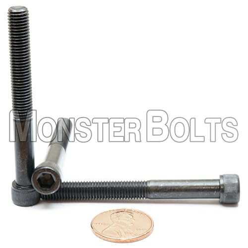 MonsterBolts - 1/4"-28 x 2-1/4" Socket Head Screws, ASTM A574, Alloy Steel, Black Oxide, Partial Thread, 10 Pack - size: 2.25 In. (2-1/4") PT