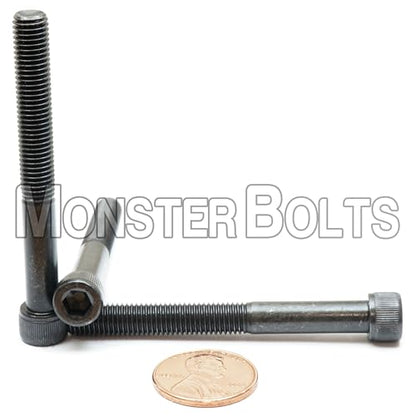 MonsterBolts - 1/4"-28 x 2-1/4" Socket Head Screws, ASTM A574, Alloy Steel, Black Oxide, Partial Thread, 10 Pack - size: 2.25 In. (2-1/4") PT