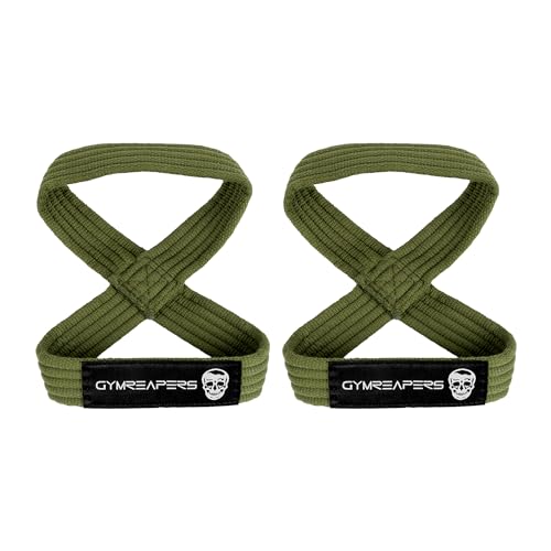 Gymreapers Figure 8 Lifting Straps For Deadlift, Powerlifting, Strongman, & Cross Training Strong Weightlifting Wrist Straps For Men, Women - color: Green, size: Small