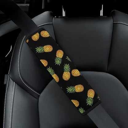 2 Piece Soft Padded Seat Belt Shoulder Pad for Adult Use, All Vehicles, Pineapple Tropical Fruits Automotive Seat Belt Protector, Easy Install (No Tool) - color: Pattern 1035