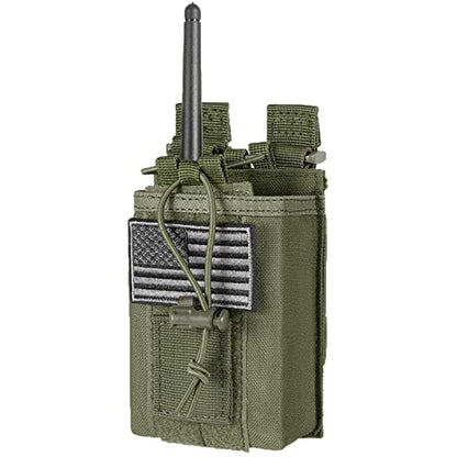 FRTKK Tactical Radio Holder Radio Holster Molle Radio Pouch Universal Radio Case Military Heavy Duty Radio Bag for Police Firefighter Two Ways Walkie Talkies Vest (Army green) - color: Army green
