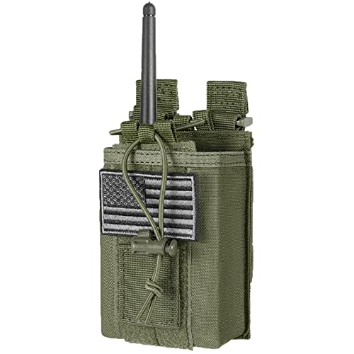 FRTKK Tactical Radio Holder Radio Holster Molle Radio Pouch Universal Radio Case Military Heavy Duty Radio Bag for Police Firefighter Two Ways Walkie Talkies Vest (Army green) - color: Army green