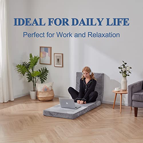 SINWEEK Tri Folding Mat Foam Topper 3.95" Thickness Floor Cot Mat, Guset mat with Removable&Machine Washable Cover and Lining, CertiPUR-US Certified 25 x 75 Inch - size: S (25 x 75 Inch), style: High Support Foam