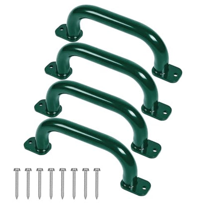 ESPETS 4 Pack of 10 Inch Green Metal Outdoor Playground Handles | Rust-resistence Metal Playset Accessories, Playhouse ladder handles, Indoor Monkey Bars, Treehouse, Climbing walls handles - color: Green