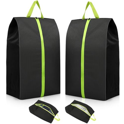 2 Pack Smell Proof Shoe Bags for Travel, Water-Resistant Odor Absorbing Cleat Shoe Organizer with Zipper | Sports Shoe Pouch for Soccer, Golf, Gym, Tennis, Baseball, Running