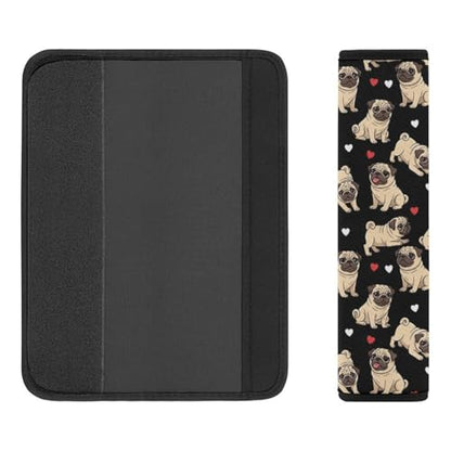 Breathable Car Seat Belt Pad for Girls and Boys, Stroller Pushchair High Chair, 2PCS Black Pug Dog Shoulder Harness Cover Easy Install (No Tool) - color: Pattern 206