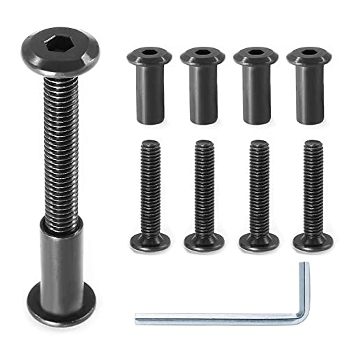 M6x40mm Hex Drive Socket Cap Bolt, Black, 10 Pair (20 Piece) | Allen Wrench Included, Furniture Connector Bolts, Countersunk Screw Barrel Nuts, For Crib Replacement Belt Cabinet - color: Black, size: M6x40mm