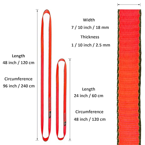 18MM Nylon Climbing Slings Runners 23 kN Strong Webbing Straps for Rock Climbing, Rappelling, Swing, Yoga Hammock etc - color: 1PC Red, size: 24inch/60cm