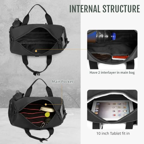 Huntvp Small Tactical Duffle Bag MOLLE Handbag Gear Military Travel Carry On Shoulder Bag Small Valise - color: Black CP
