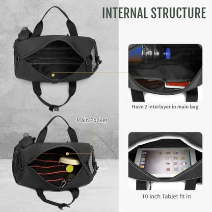 Huntvp Small Tactical Duffle Bag MOLLE Handbag Gear Military Travel Carry On Shoulder Bag Small Valise - color: Black CP
