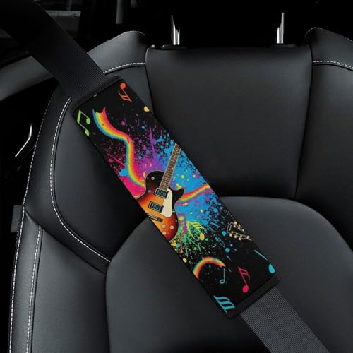 2 Pack Guitar Music Rock Musical Guitar Players Car Seat Straps Shoulder Pads Soft Padded Seat Belt Cushion for Kids, All Vehicles, Pressure Relief - color: Pattern 350