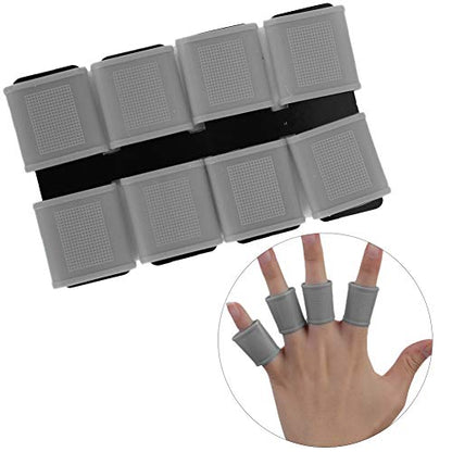 Finger Sleeves, 8pcs Finger Protector Silicone Finger Tube Golf Gloves Golf Finger Protector Tape Anti Slip Elasticity Golfer Swing Grip Golf Finger Band Cover Sets (Grey) - color: Grey