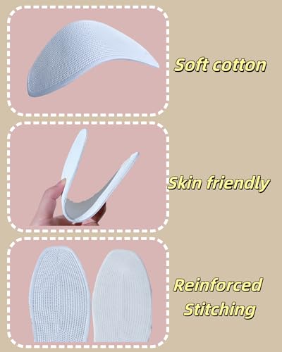 Shoe Insoles for Women and Men, 4 Pairs Cotton Thick Non Slip Pads, Breathable Washable & Comfort Insoles for Work Shoes (White, 9 Women / 8 Men) - size: 9 Women / 8 Men