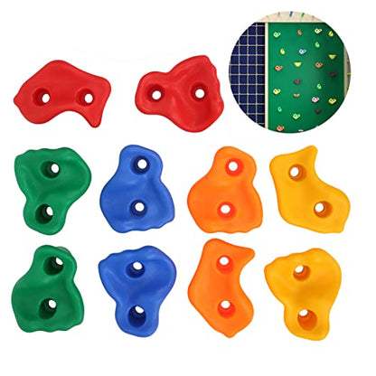 10PCS Rock Climbing Holds for Kids, Rock Wall Holds Climbing Rock Wall Grips for Indoor and Outdoor Playground Play Set - Mounting Hardware Kit Included