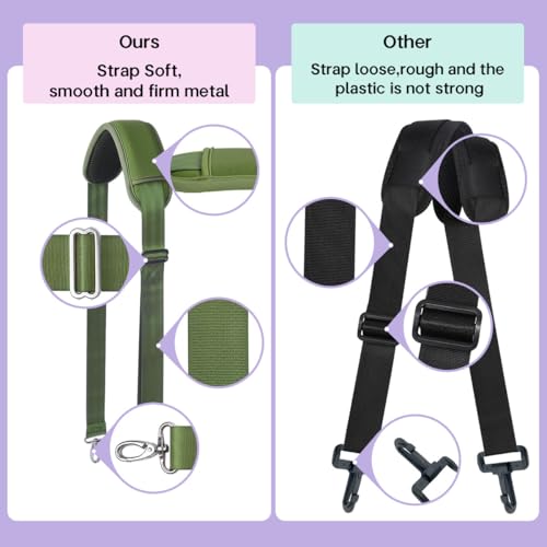 60 Inch Shoulder Strap for Bag with Removable Ultra-Thick Pad | 60" Shoulder Strap with Removable Thick Pad,Adjustable Buckles and Metal Hooks, for Briefcase/Laptop/Messenger/Luggage Bag - color: Green