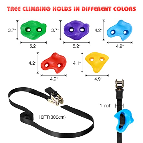12 Ninja Tree Climbing Holds for Tree Climber, Tree Climbing Kit with 6.6FT Rope Ladder for Outdoor Ninja Warrior Obstacle Course Training - style: Rope Ladder+Tree Holds