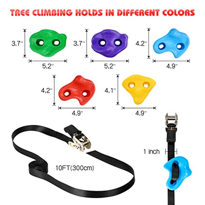 12 Ninja Tree Climbing Holds for Tree Climber, Tree Climbing Kit with 6.6FT Rope Ladder for Outdoor Ninja Warrior Obstacle Course Training - style: Rope Ladder+Tree Holds