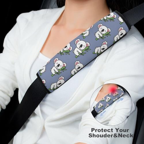 2 Pack Soft Padded Seat Belt Cover for Girls and Boys, All Vehicles, Cute Koala Bear Harness Pads Strap, Anti-Slip Pad - color: Pattern 1040