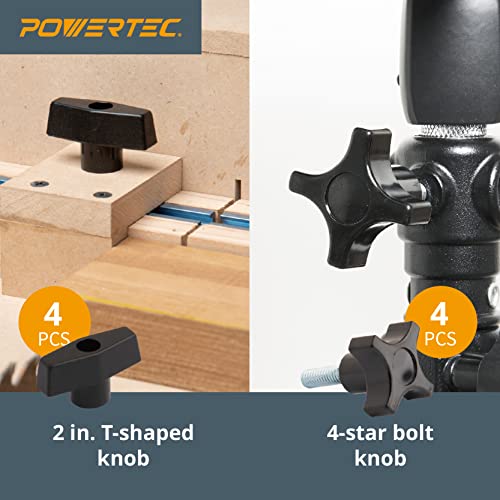 POWERTEC 71173 T Track Knob Kit, 1/4-20 Threaded Bolts and Washers, 46 Piece Set, T Track Bolts, T Track Accessories for Woodworking Jigs and Fixtures - size: 1/4"-20, style: 46 pcs