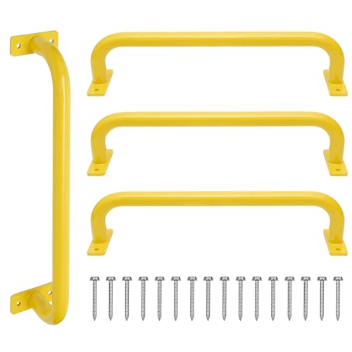 ESPETS 17 Inch 4 Pieces Yellow Indoor Monkey Bars for Playhouse, Jungle Gym | Weather-resistence Grab Handles for Playground, Playset Hand Grips, Non-silp Grip Indoor Monkey Bars, Swing Set Hardware Kit - color: Yellow -4 Pcs