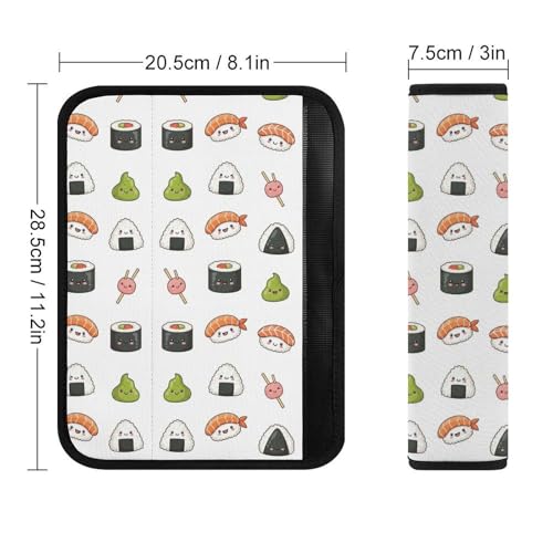 Soft Padded Car Seat Straps Shoulder Pads for Elderly Support, All Vehicles, 1 Pair Japanese Kawaii Food Sushi Shoulder Protector Anti-Slip Pad - color: Pattern 123