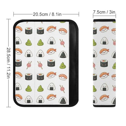 Soft Padded Car Seat Straps Shoulder Pads for Elderly Support, All Vehicles, 1 Pair Japanese Kawaii Food Sushi Shoulder Protector Anti-Slip Pad - color: Pattern 123