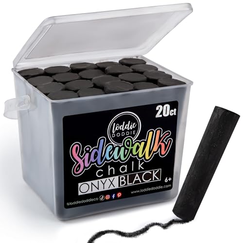 Loddie Doddie Jumbo Black Chalk Bucket, Sidewalk Chalk, Washable, 20 Pc | Deep Black Chalk Stands Out, Bucket with Handle & Lid Keeps It Tidy, Washes Off with Water, Black Sidewalk Chalk - color: Black